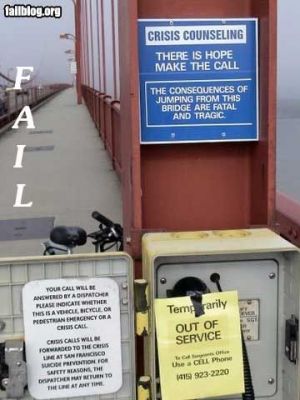 Suicide phone out of order
Bet it plays "Jump" as background music

