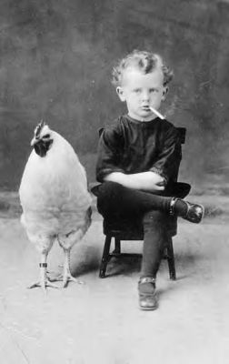 Child smoking
The chicken is his connection
