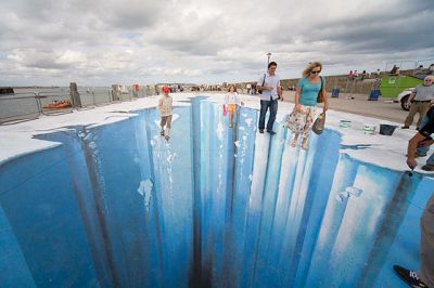 Sidewalk Chalk Art Ice Chasm
