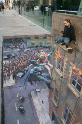Batman chalk drawing
